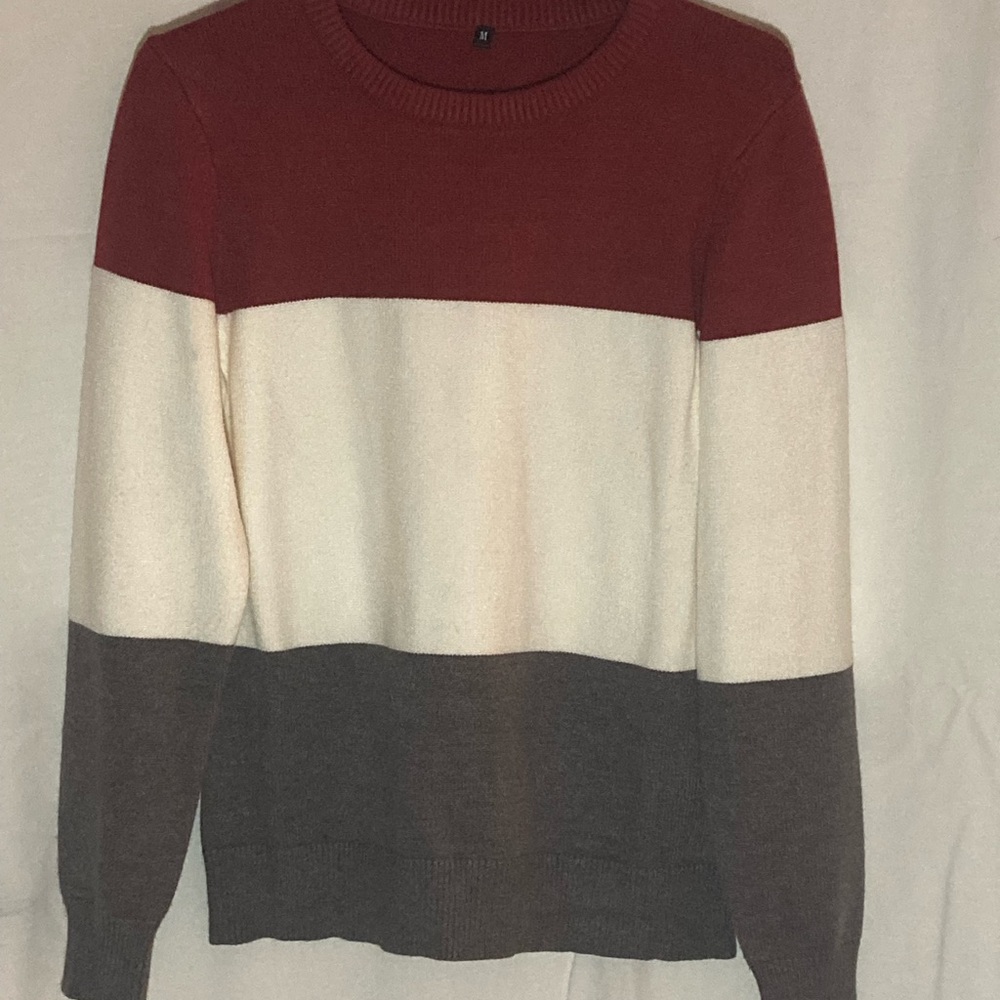 Women’s Block Sweater, Rust/Grey/Cream